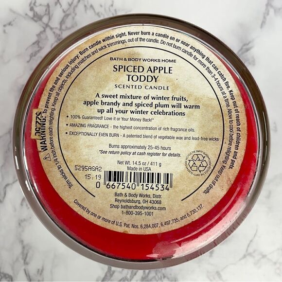 Bath and Body Works Spiced Apple Toddy 3 Wick Candle 14.5 oz New - Picture 4 of 4